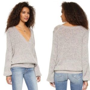 Free People Large Gray Karina Wrap Slouchy Sweater